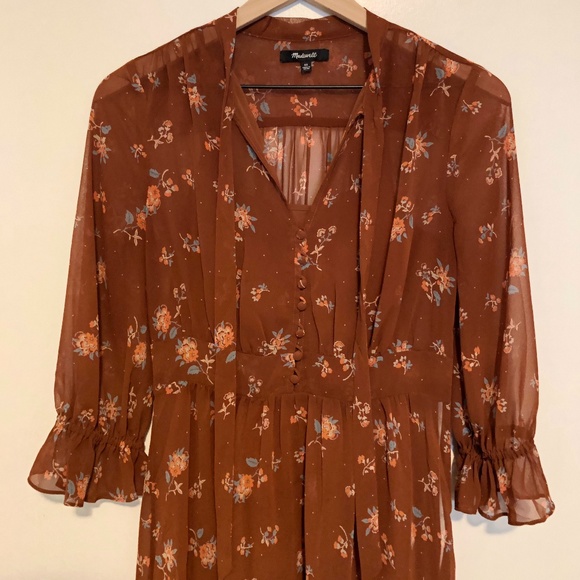 Madewell Brown Floral Midi Dress - Picture 3 of 7